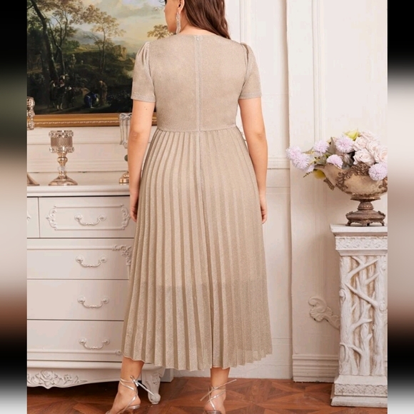Plus size Glitter Pleated Dress Long 3XL - Picture 2 of 12